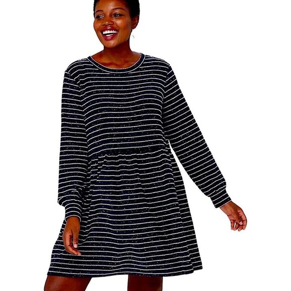 Loft Stripe Dress Navy Button Back Dress Size XS • NEW WITH TAGS • - Picture 2 of 10